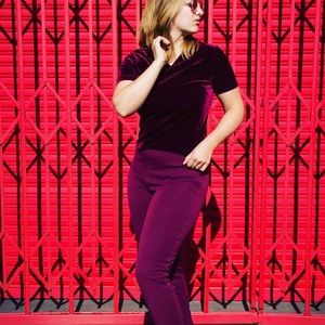 Dark Purple Velvet V-Neck